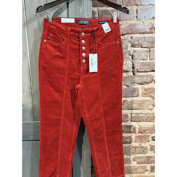 Judy Blue Corduroy Pants 7/28 Rust Ankle Straight High Waist NWT Preppy Boho - Picture 2 of 9
